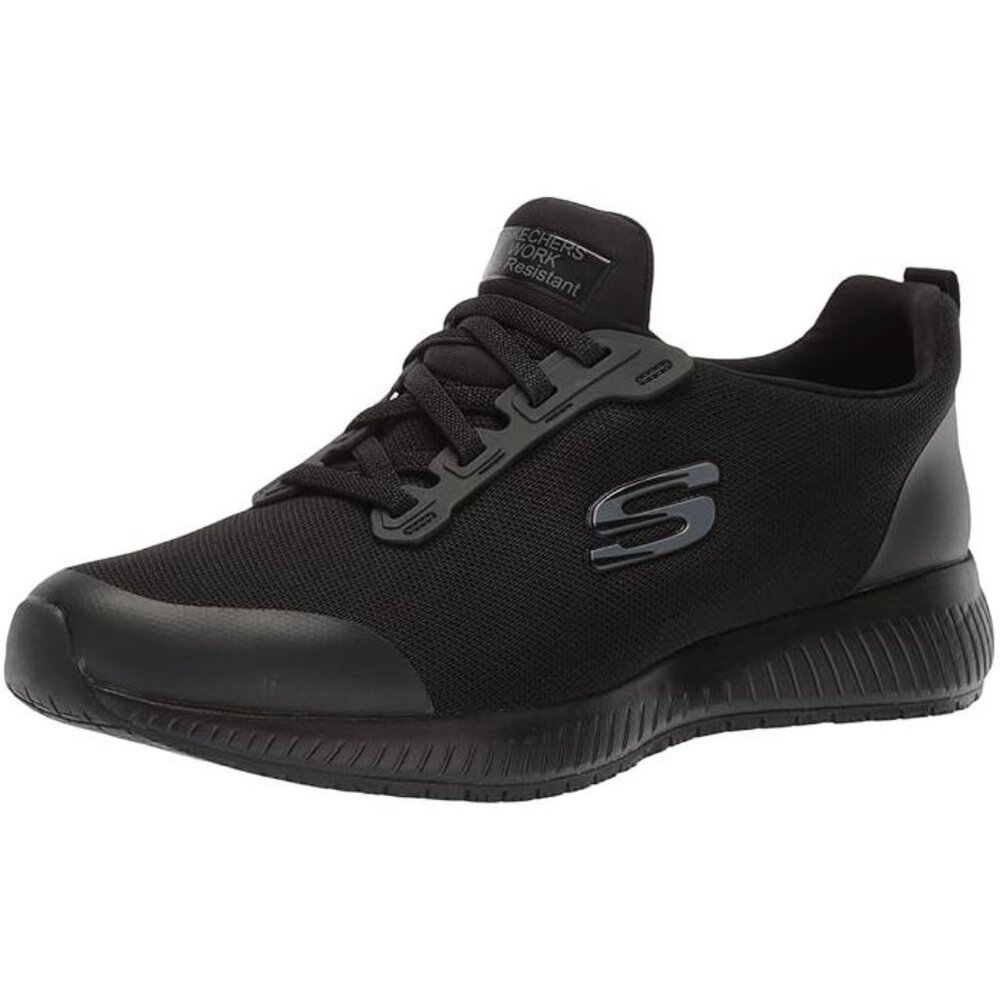 NEW Skechers Womens Squad Sr slip-resistant work Sneaker sz 5 black